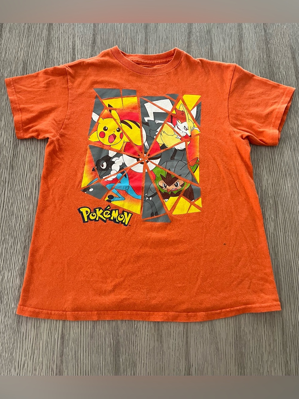 Pokemon Orange Kids Short Sleeve Graphic Tee with Pikachu